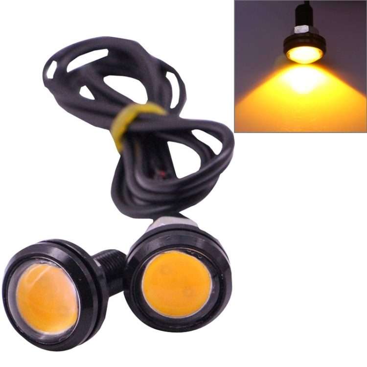2 PCS 2x 3W 120LM Waterproof Eagle Eye Light Yellow LED Light for Vehicles, Cable Leng ... (Black)