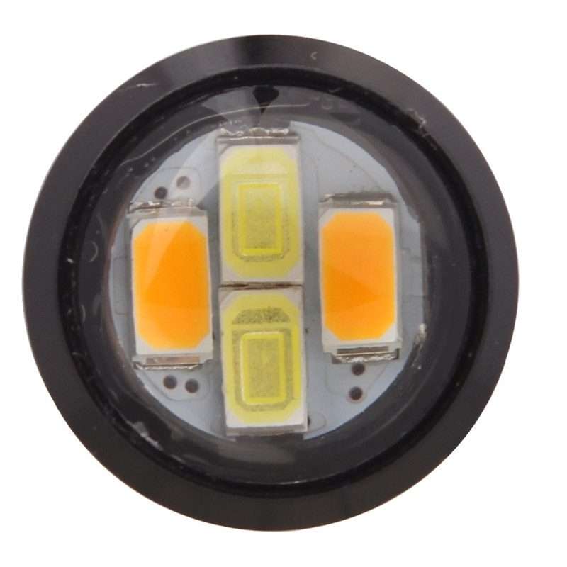 2 PCS 22.5mm 2W 200LM White + Yellow Light 4 LED SMD 5630 Eagle Eye Car Steering Light ... (Black)