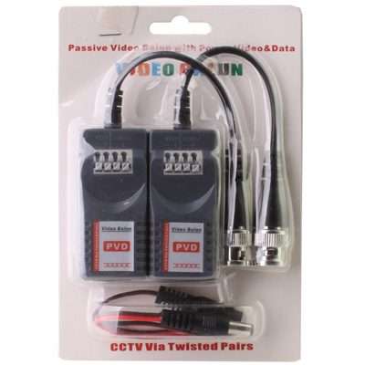 2 PCS Passive Video Balun with Power Video / Data(Grey)