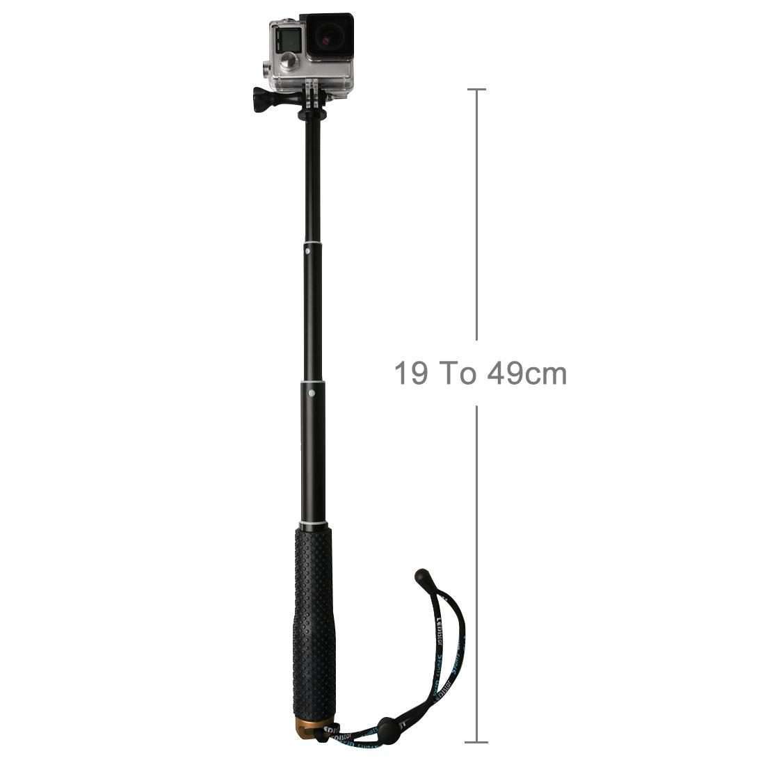 Handheld 49cm Extendable Pole Monopod with Screw for GoPro, Insta360, DJI and Other Act ... (Gold)
