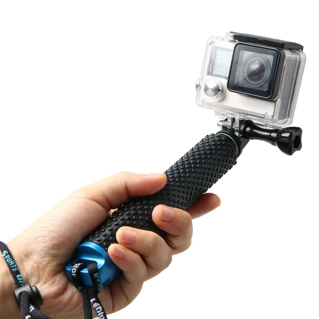 Handheld 49cm Extendable Pole Monopod with Screw for GoPro, Insta360, DJI and Other Act ... (Blue)