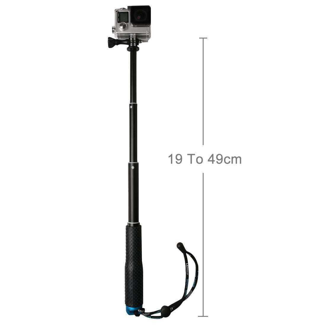 Handheld 49cm Extendable Pole Monopod with Screw for GoPro, Insta360, DJI and Other Act ... (Blue)