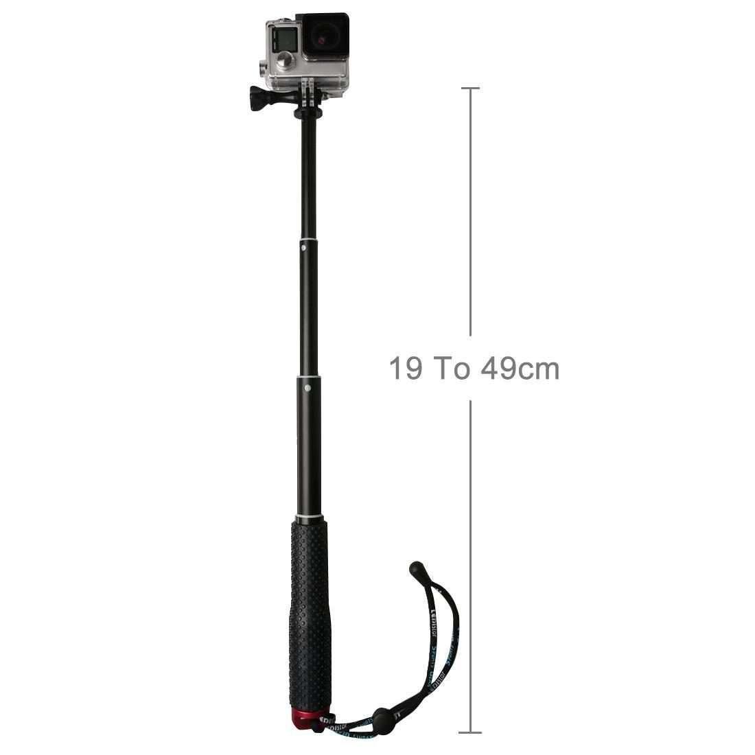 Handheld 49cm Extendable Pole Monopod with Screw for GoPro, Insta360, DJI and Other Acti ... (Red)