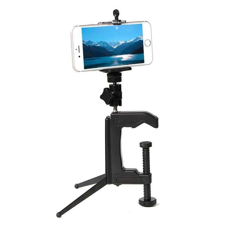 Desktop Fixed Clamp Holder Mount with Tripod Adapter for GoPro, Insta360, DJI and Other Action Cam