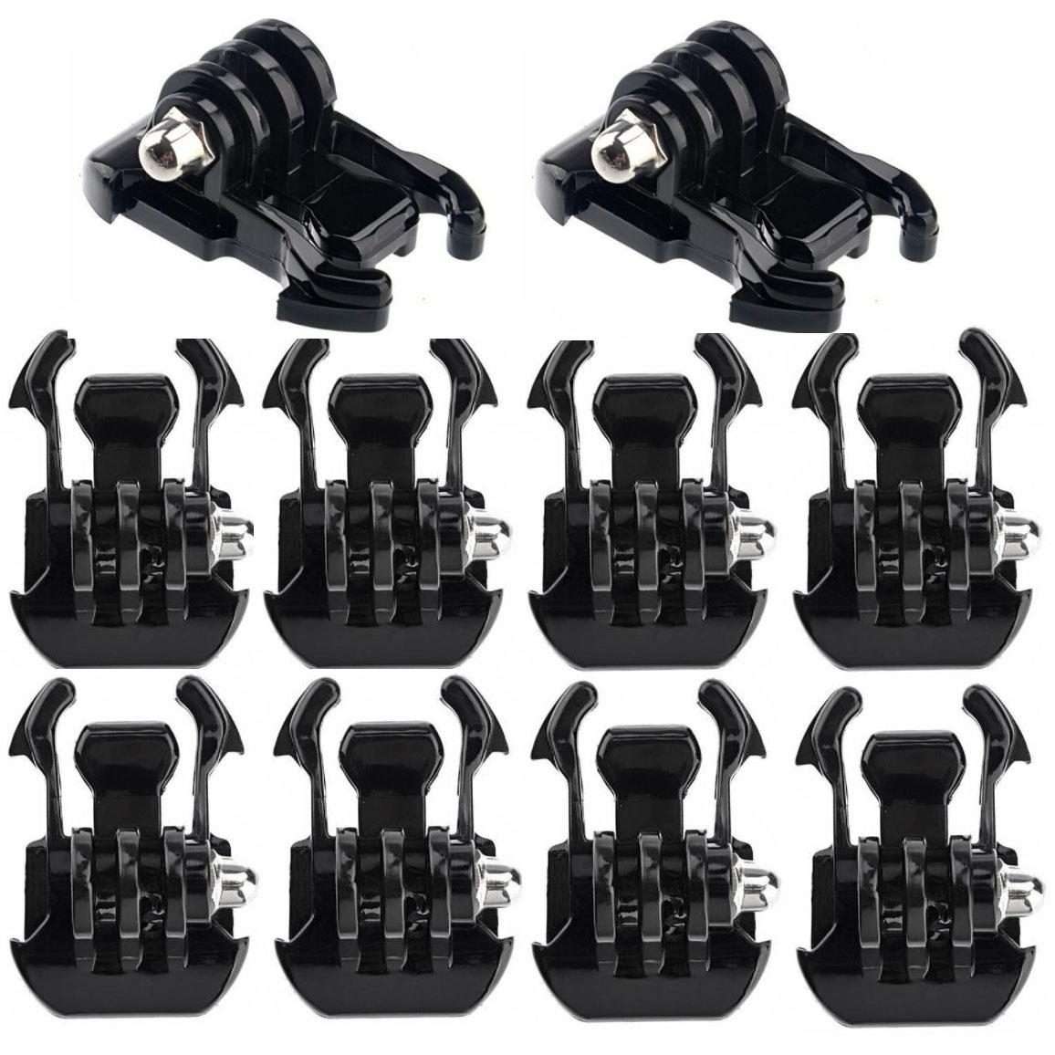 10 PCS ST-06 Basic Strap Mount Surface Buckle for GoPro, Insta360, DJI and Other Actio ... (Black)