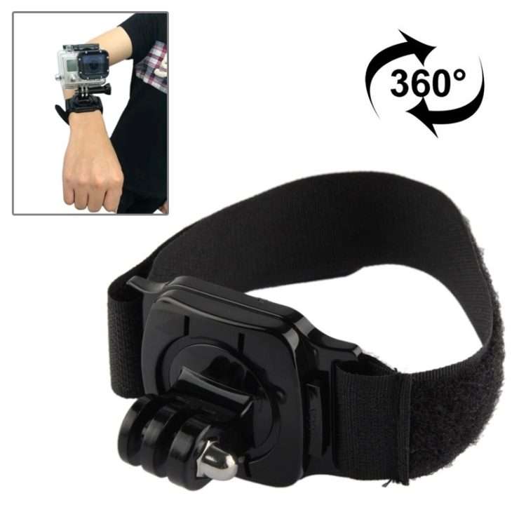 360 Degree Rotation Hand Camera Wrist Strap Mount for GoPro, Insta360, DJI and Other A ... (Black)