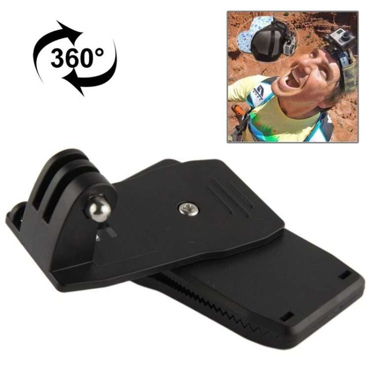 360 Degree Rotation Backpack Rec-Mounts Clip Clamp Mount for GoPro, Insta360, DJI and ... (Black)