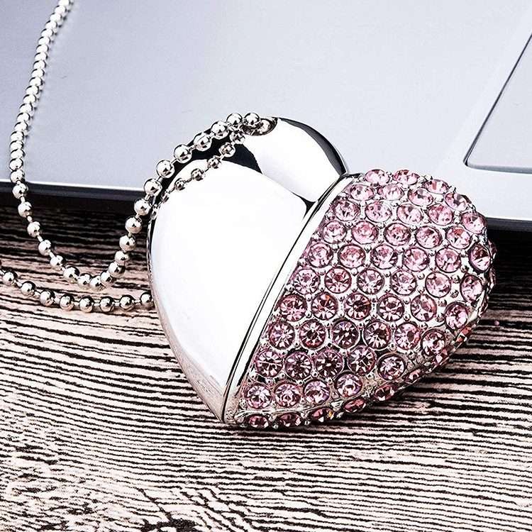 Heart Shaped Diamond Jewelry USB Flash Disk, Special for Valentines Day Gifts (8GB)