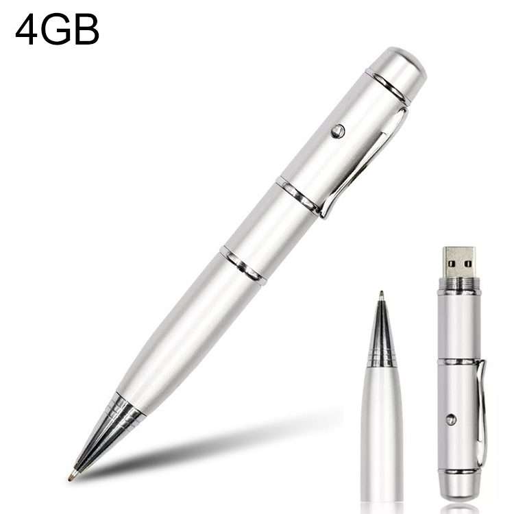 3 in 1 Laser Pen Style USB Flash Disk, Silver (4GB)(Silver)