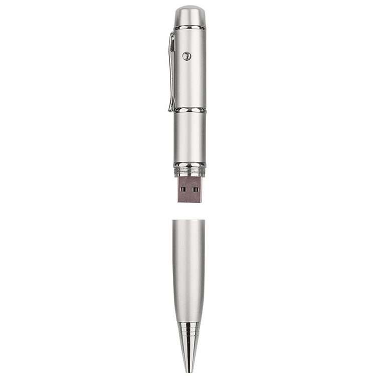 3 in 1 Laser Pen Style USB Flash Disk, Silver (4GB)(Silver)