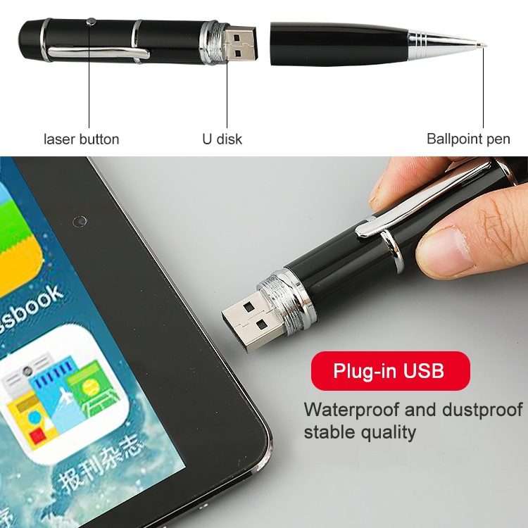3 in 1 Laser Pen Style USB Flash Disk, Silver (4GB)(Silver)