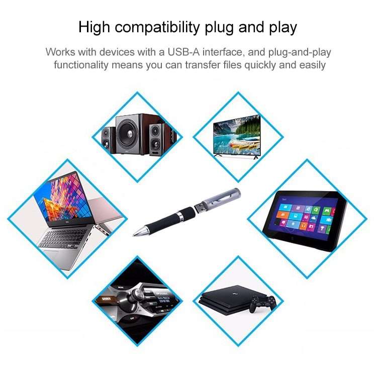 2 in 1 Pen Style USB Flash Disk, Black (16GB)(Black)