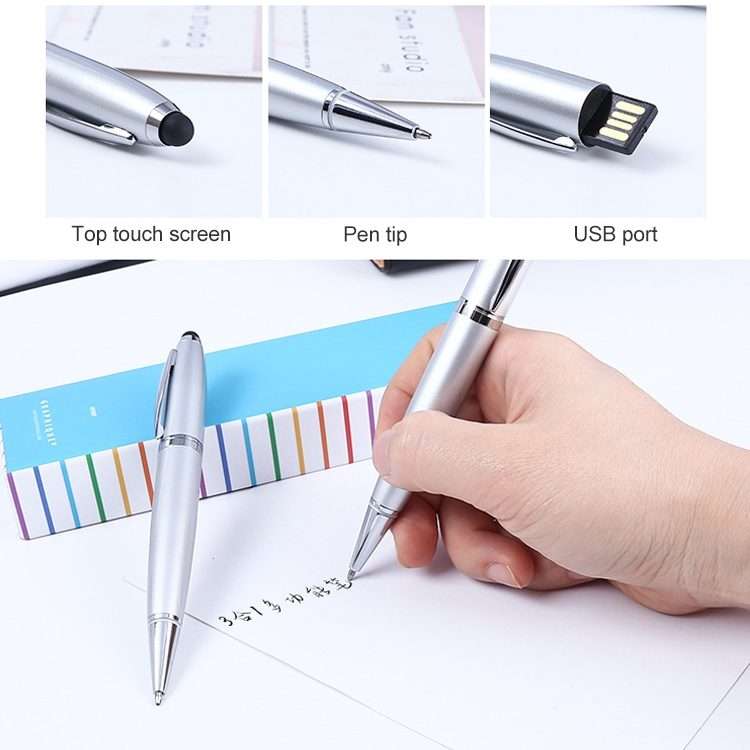 2 in 1 Pen Style USB Flash Disk, Silver (8GB)