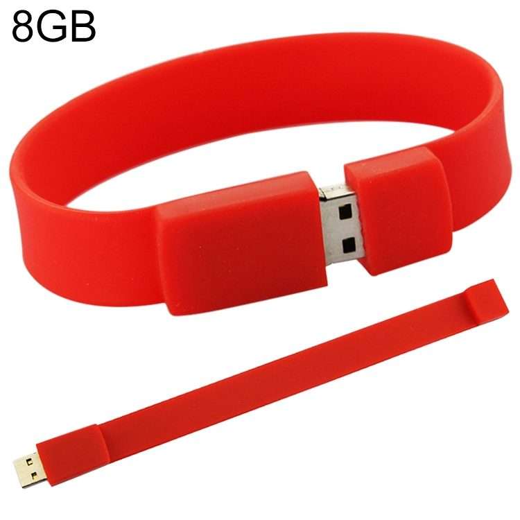 8GB Silicon Bracelets USB 2.0 Flash Disk(Red)
