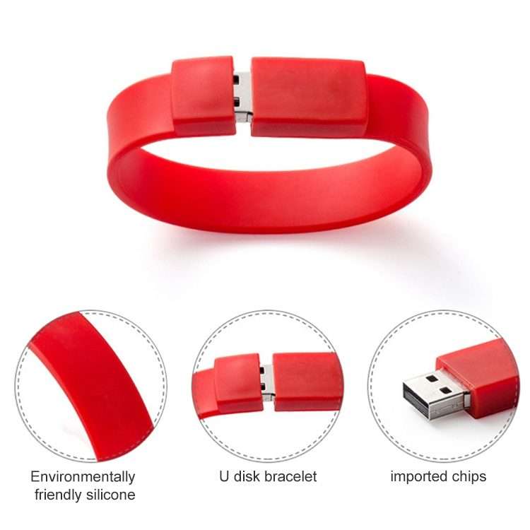 2GB Silicon Bracelets USB 2.0 Flash Disk(Red)