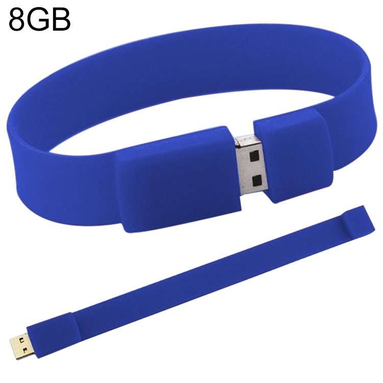 8GB Silicon Bracelets USB 2.0 Flash Disk(Dark Blue)