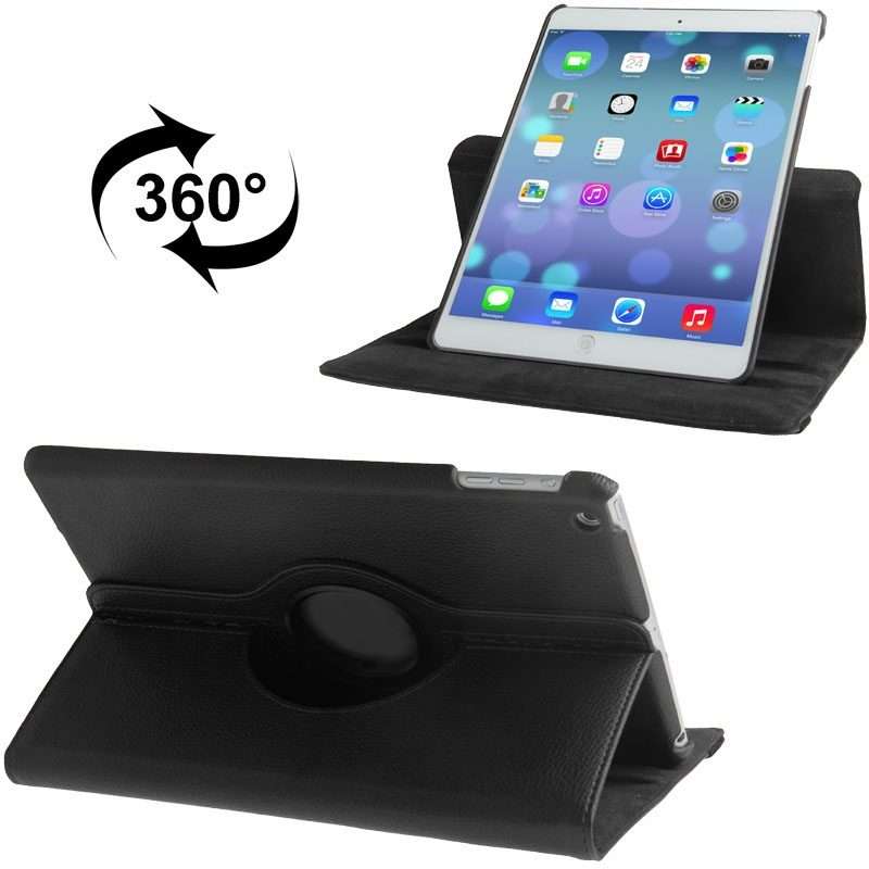 Litchi Texture 360 Degrees Rotation Leather Tablet Case with Holder for iPad Air / Air ... (Black)