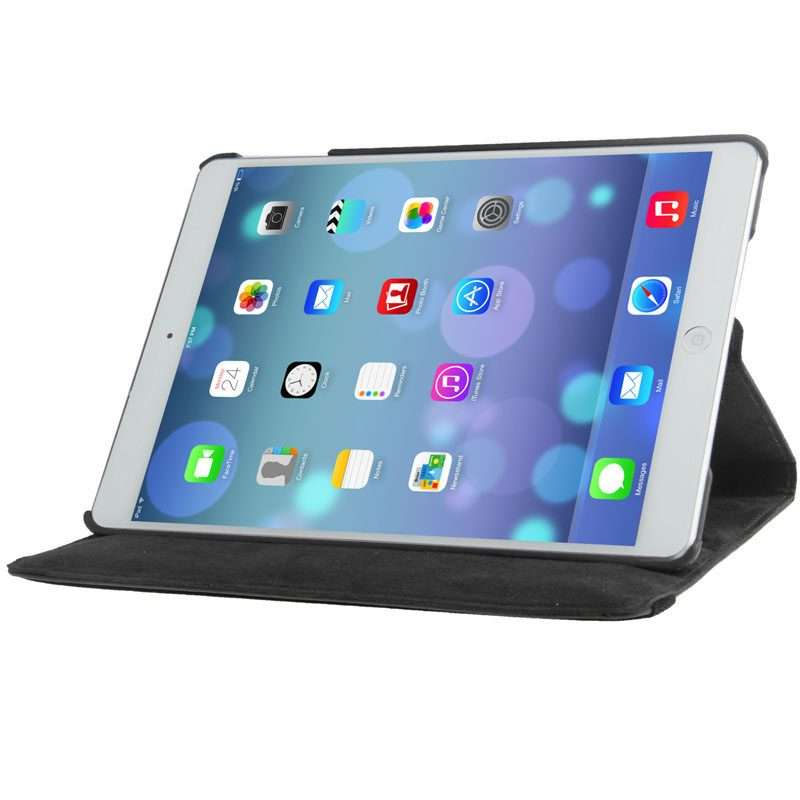 Litchi Texture 360 Degrees Rotation Leather Tablet Case with Holder for iPad Air / Air ... (Black)