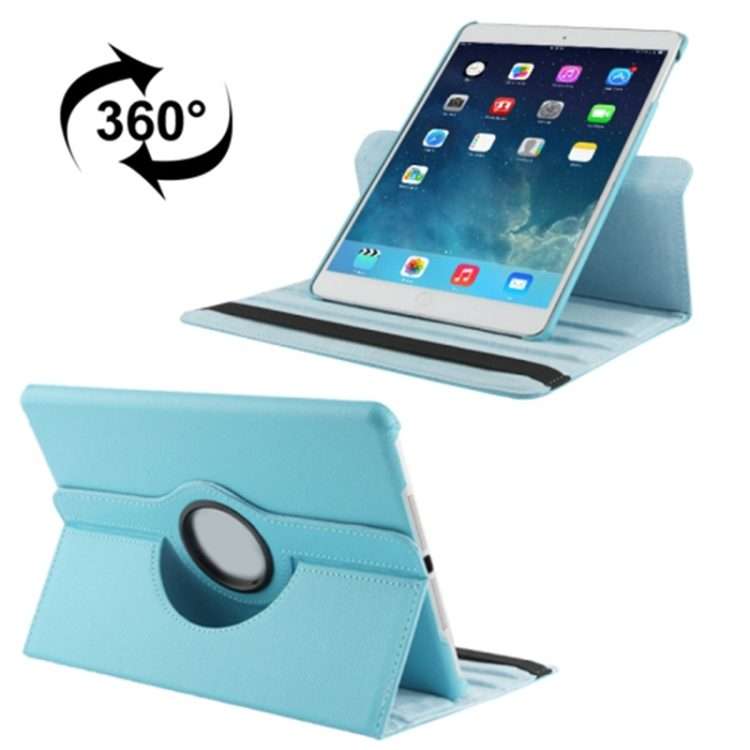 Litchi Texture 360 Degrees Rotation Leather Tablet Case with Holder for iPad Air / Air ... (Blue)