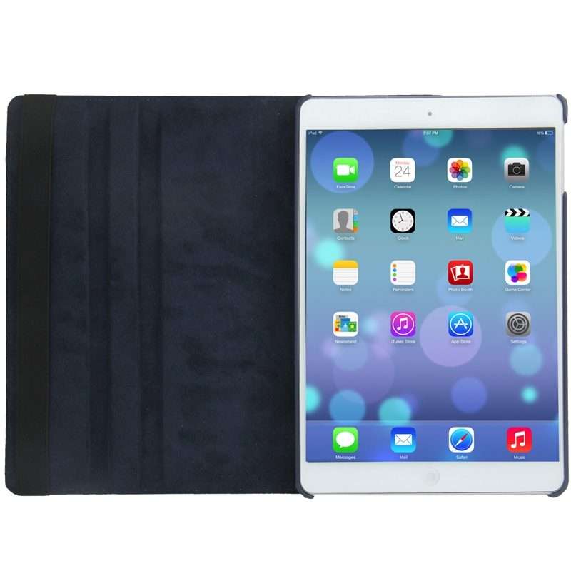 Litchi Texture 360 Degrees Rotation Leather Tablet Case with Holder for iPad Air ... (Dark Blue)