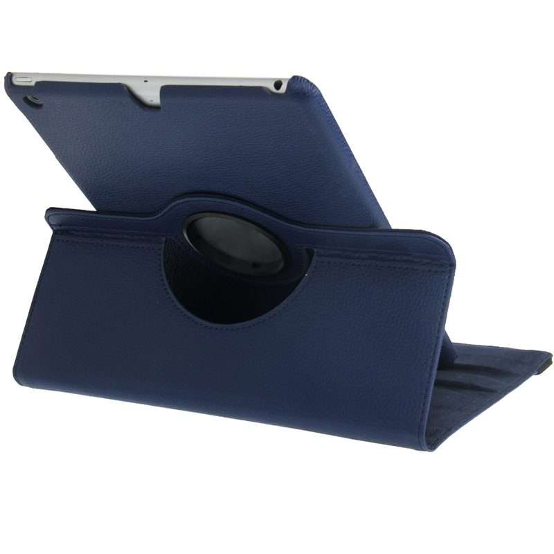 Litchi Texture 360 Degrees Rotation Leather Tablet Case with Holder for iPad Air ... (Dark Blue)