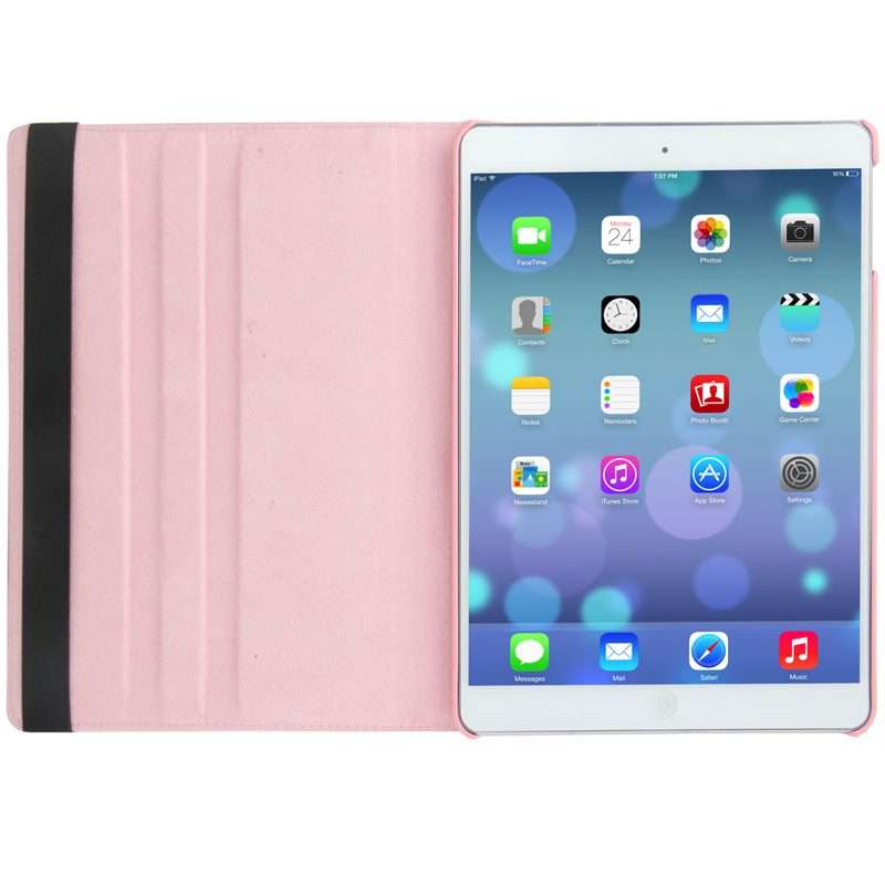 Litchi Texture 360 Degrees Rotation Leather Tablet Case with Holder for iPad Air / Air ... (Pink)