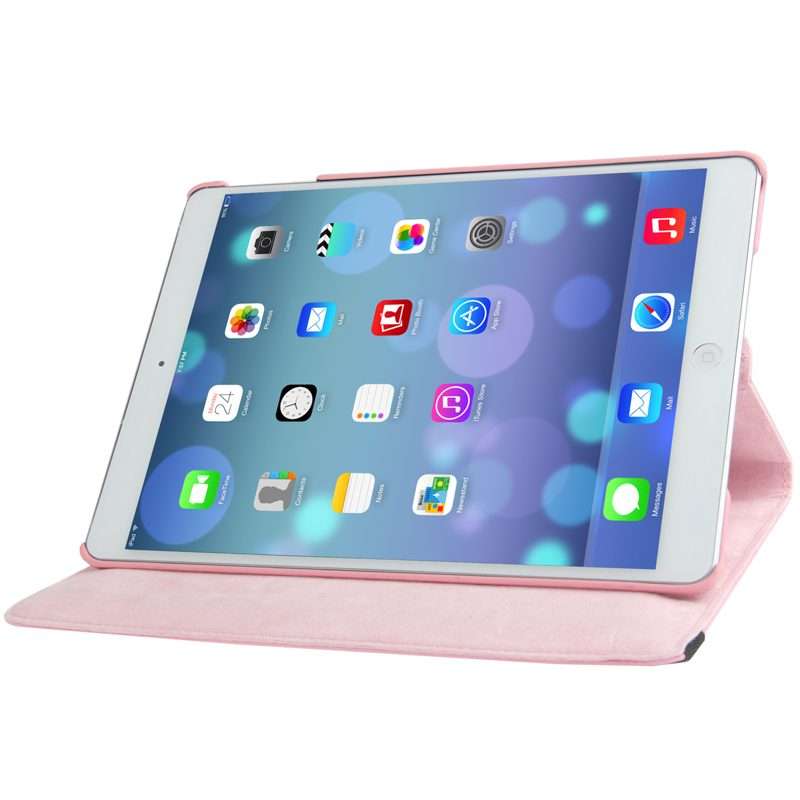 Litchi Texture 360 Degrees Rotation Leather Tablet Case with Holder for iPad Air / Air ... (Pink)