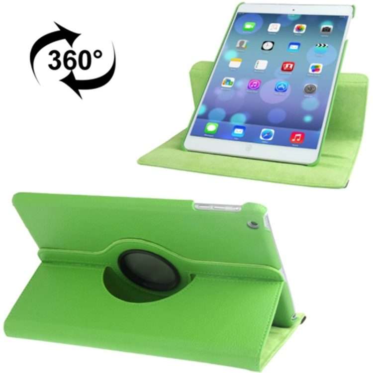 Litchi Texture 360 Degrees Rotation Leather Tablet Case with Holder for iPad Air / Air ... (Green)