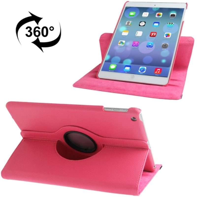 Litchi Texture 360 Degrees Rotation Leather Tablet Case with Holder for iPad Air / A ... (Magenta)