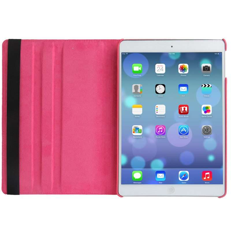 Litchi Texture 360 Degrees Rotation Leather Tablet Case with Holder for iPad Air / A ... (Magenta)