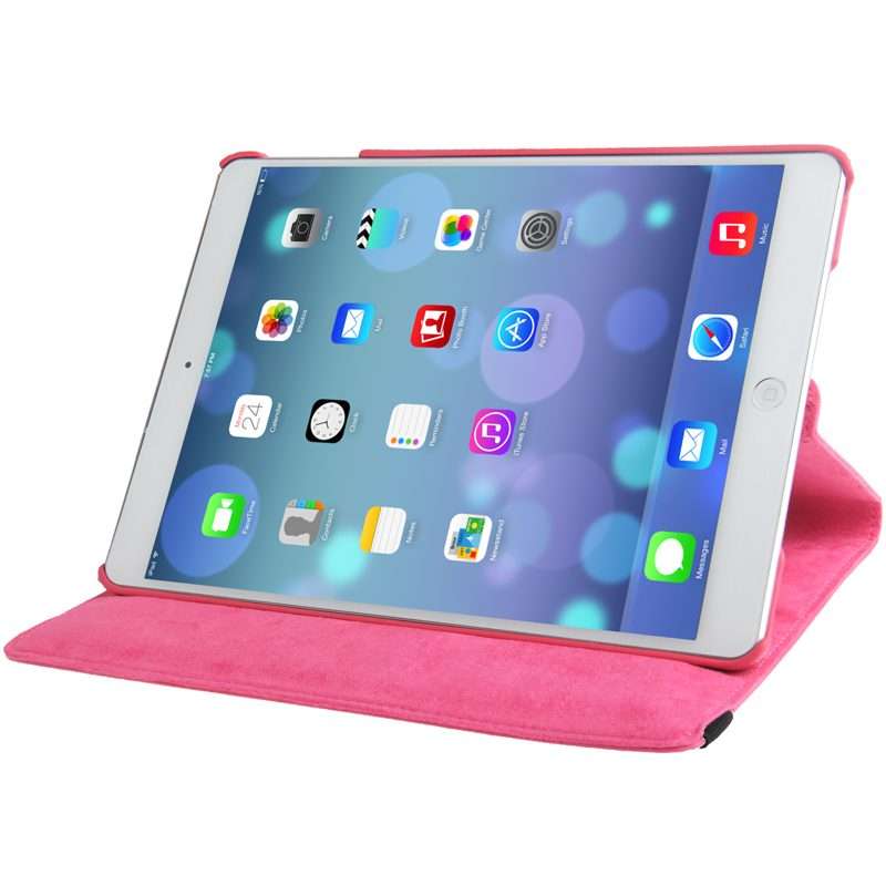 Litchi Texture 360 Degrees Rotation Leather Tablet Case with Holder for iPad Air / A ... (Magenta)