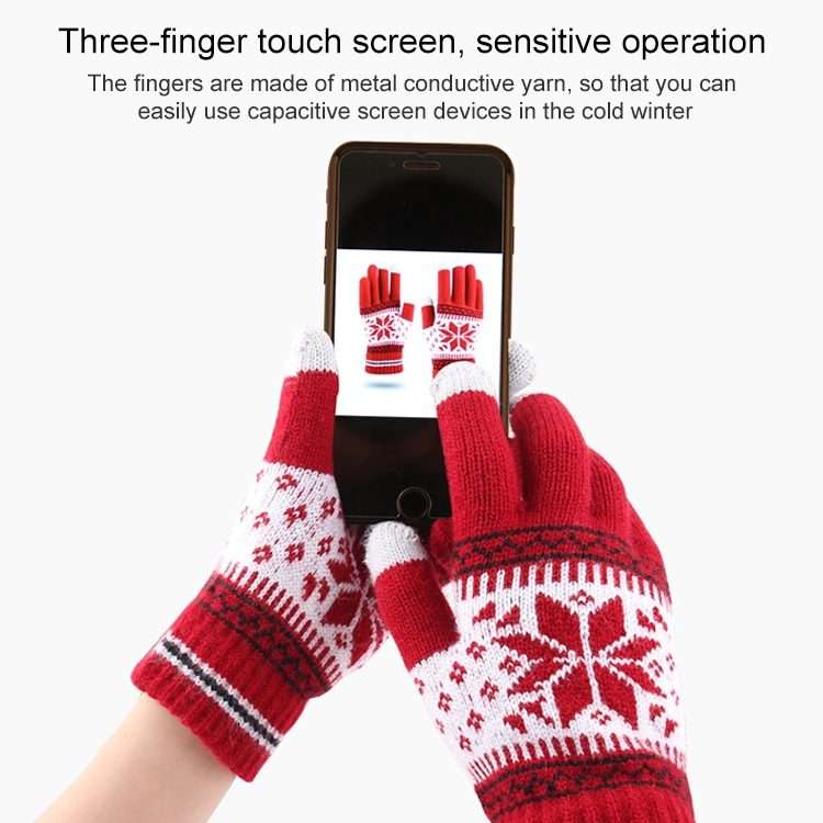 Multifunctional Three Fingers Touch Screen Wool Warm Gloves