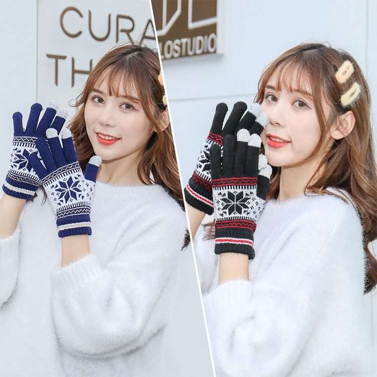 Multifunctional Three Fingers Touch Screen Wool Warm Gloves
