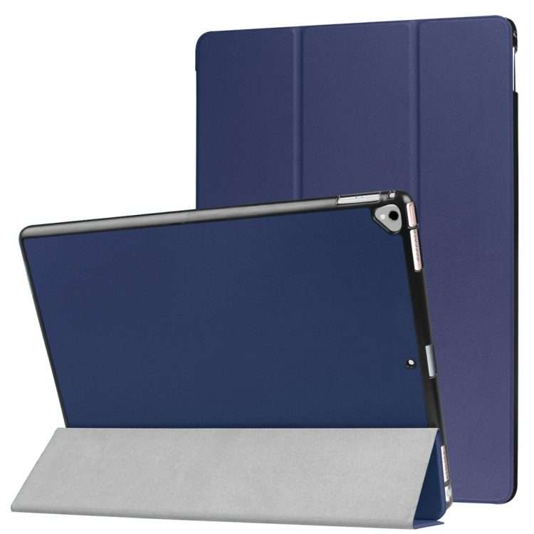 Custer Texture Horizontal Flip Smart Leather Case with 3-folding Holder & Sleep ... (Dark Blue)