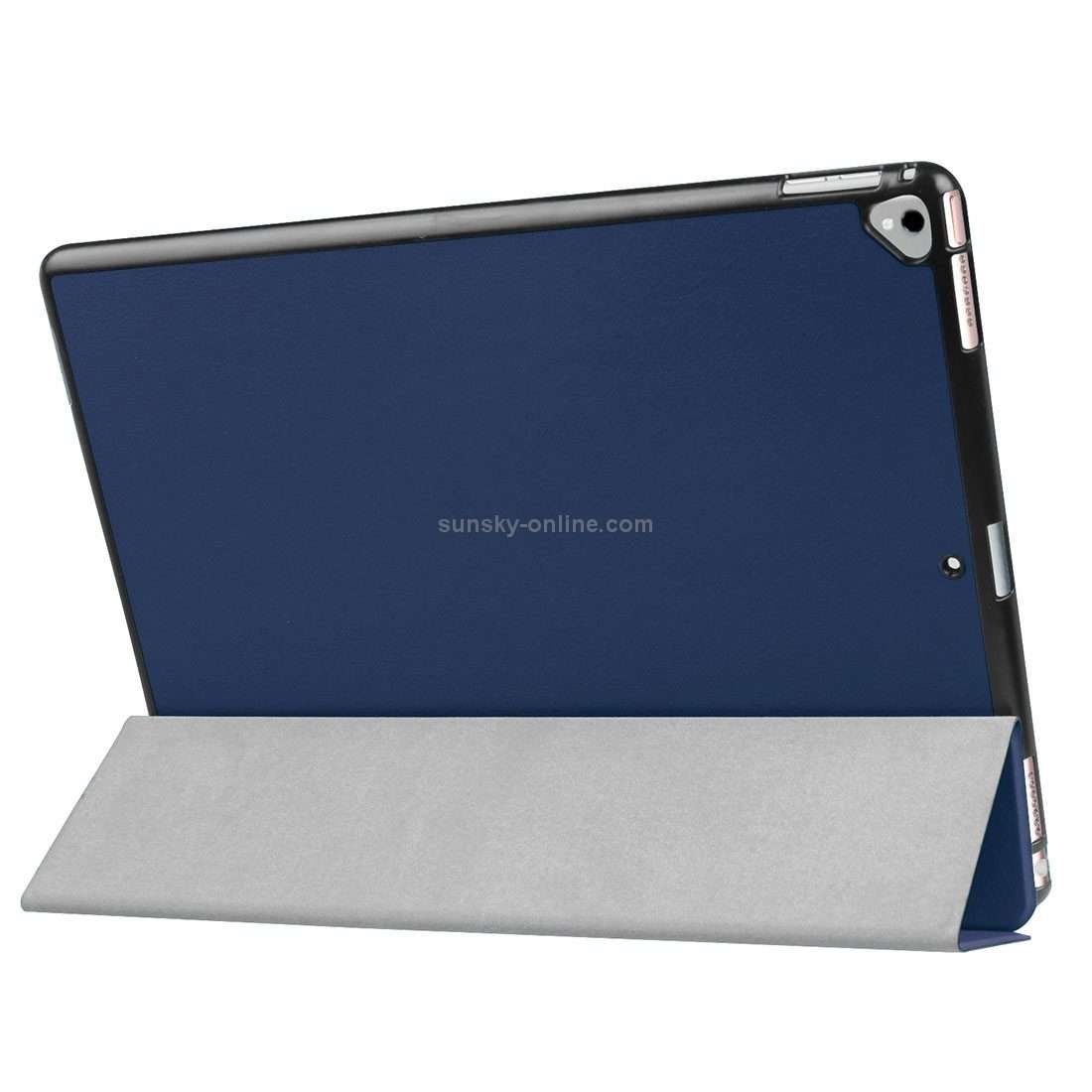 Custer Texture Horizontal Flip Smart Leather Case with 3-folding Holder & Sleep ... (Dark Blue)