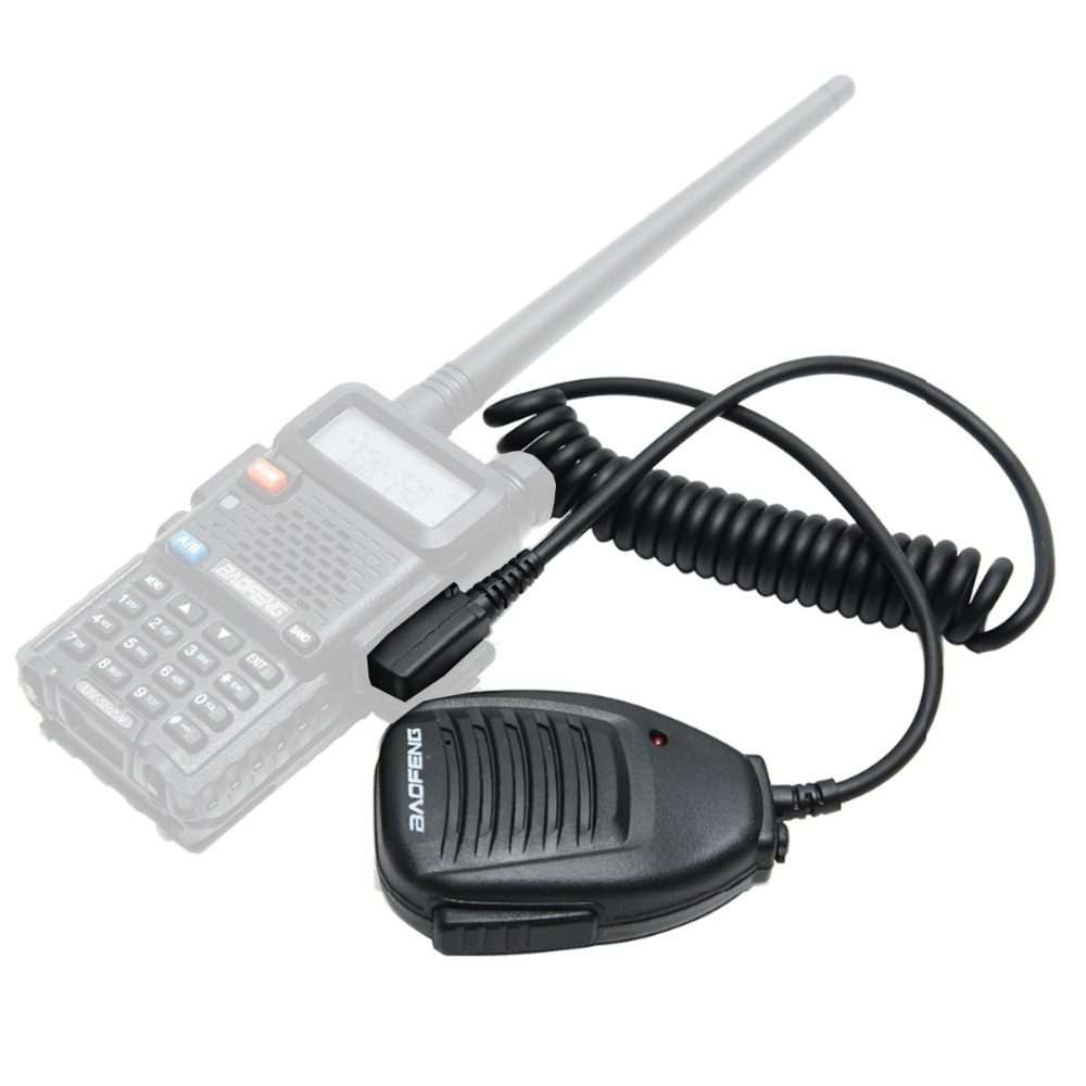 Baofeng Clip-on Speaker Microphone for Walkie Talkies, 3.5mm + 2.5mm Earphone + Mic Plug(Black)