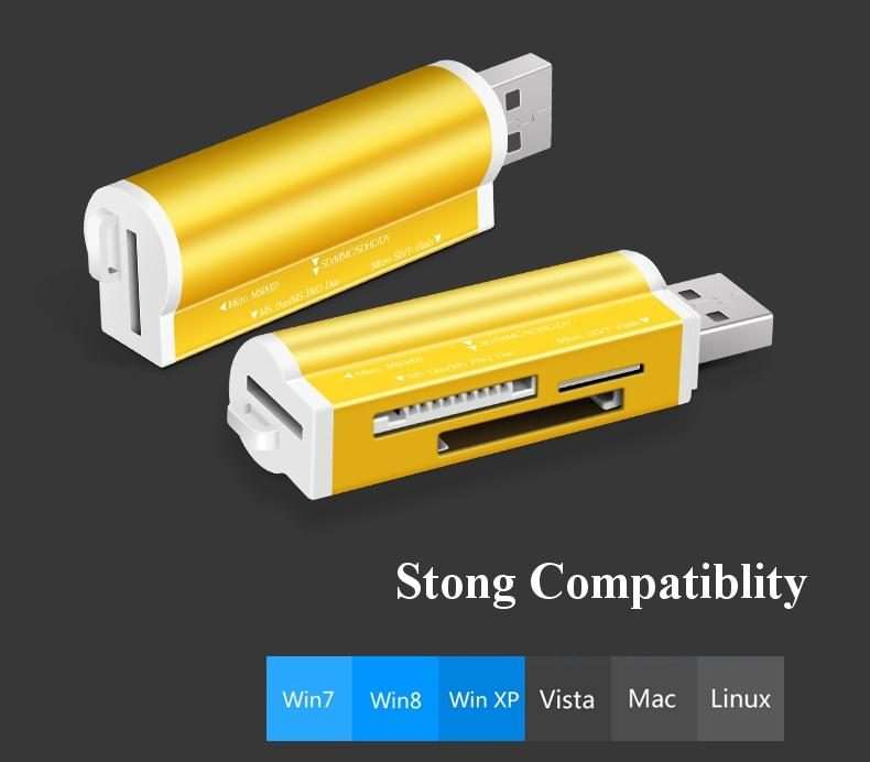 2 PCS Multi All in 1 USB 2.0 Micro SD SDHC TF M2 MMC MS PRO DUO Memory Card Reader