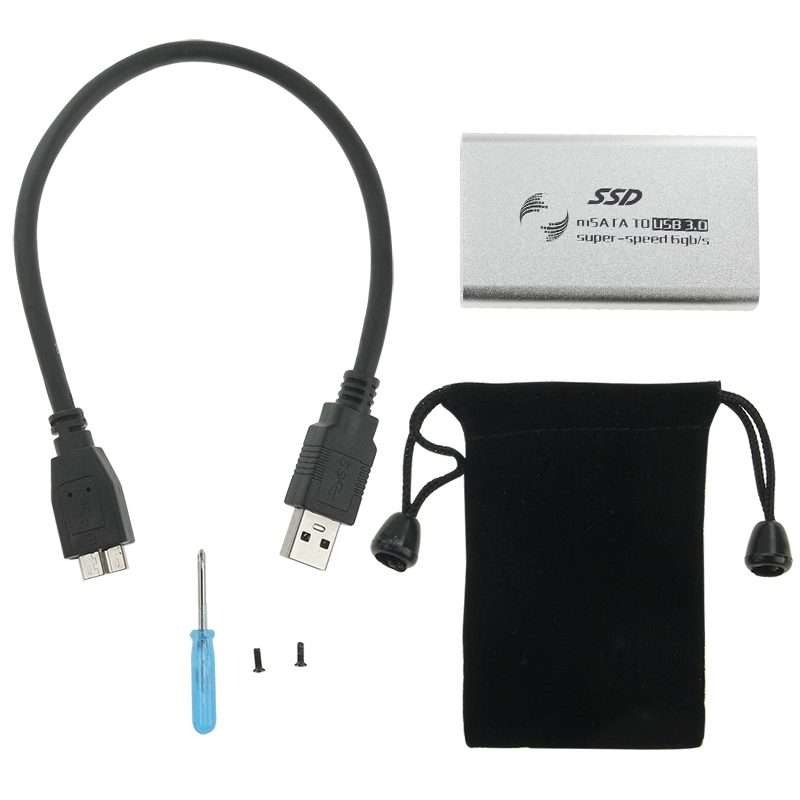 6gb/s mSATA Solid State Disk SSD to USB 3.0 Hard Disk Case(Silver)
