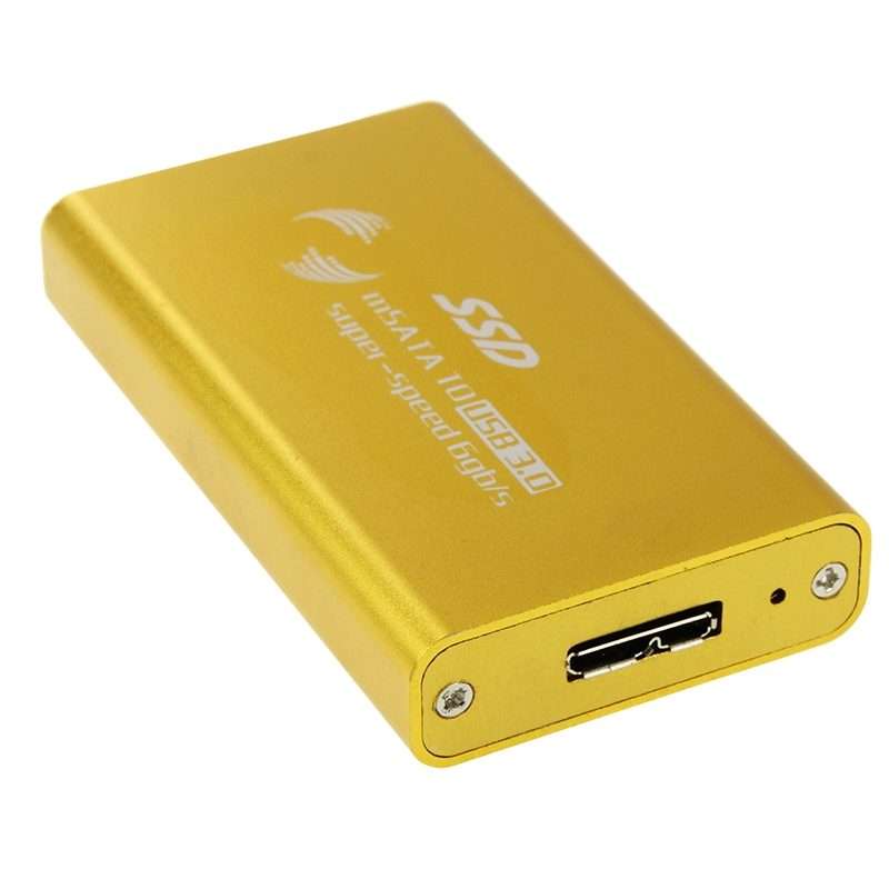 6gb/s mSATA Solid State Disk SSD to USB 3.0 Hard Disk Case(Gold)
