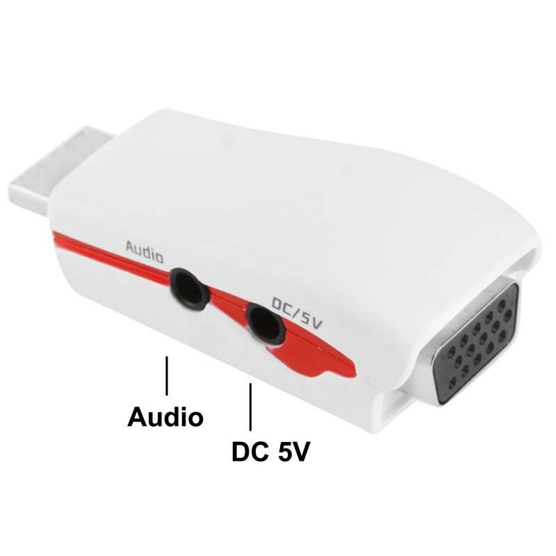 Full HD 1080P HDMI to VGA Adapter for Power and Audio