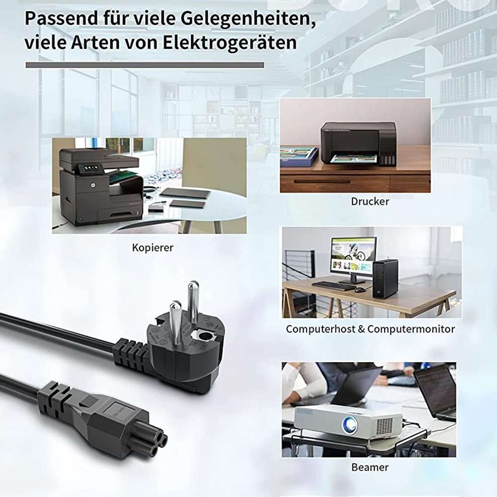 1.2m 3 Prong Style EU Notebook Power Cord