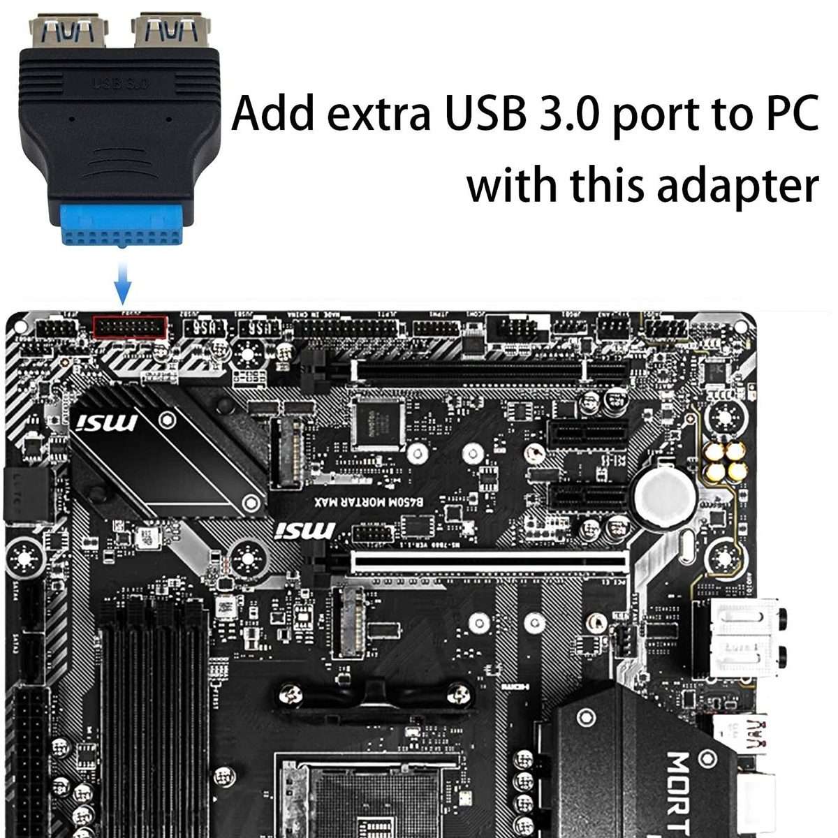 2 x USB 3.0 AF to 20 Pin Adapter