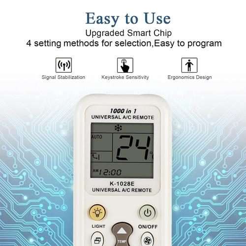 Chunghop K-1028E 1000 in 1 Universal A/C Remote Controller with Flashlight(White)