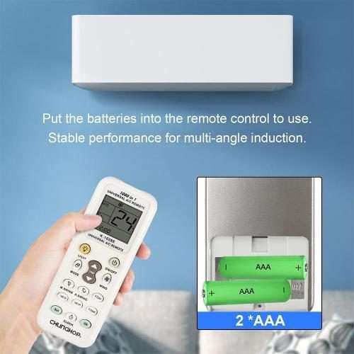 Chunghop K-1028E 1000 in 1 Universal A/C Remote Controller with Flashlight(White)