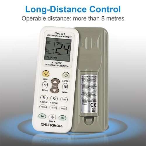 Chunghop K-1028E 1000 in 1 Universal A/C Remote Controller with Flashlight(White)