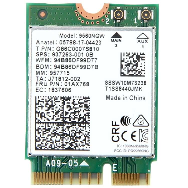 9560NGW Dual Band 1.73Gbps Wireless for Intel 9560ac NGFF Key E Wifi Card 8020.11ac Bluetooth 5.0