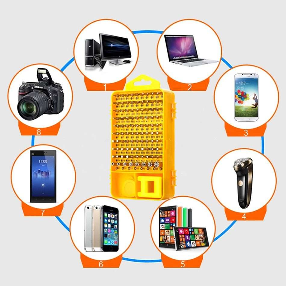 108 in 1 S2 Tool Steel Precision Screwdriver Nutdriver Bit Repair Tools Kit