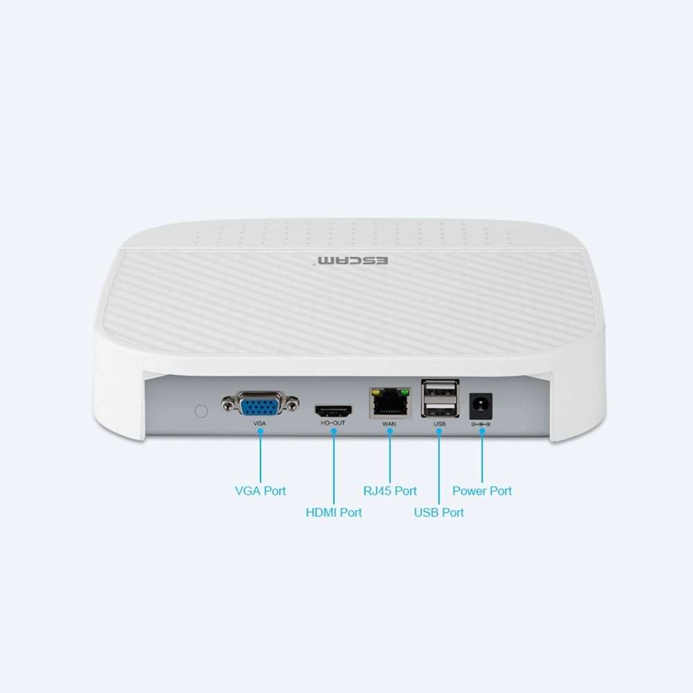 ESCAM PVR204 1080P 4CH+2CH ONVIF NVR Digital Video Recorder with 2CH Cloud Channel for ... (White)