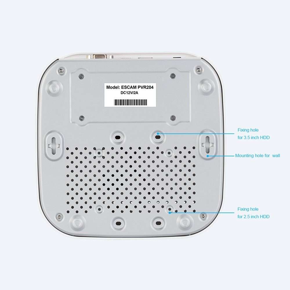 ESCAM PVR204 1080P 4CH+2CH ONVIF NVR Digital Video Recorder with 2CH Cloud Channel for ... (White)