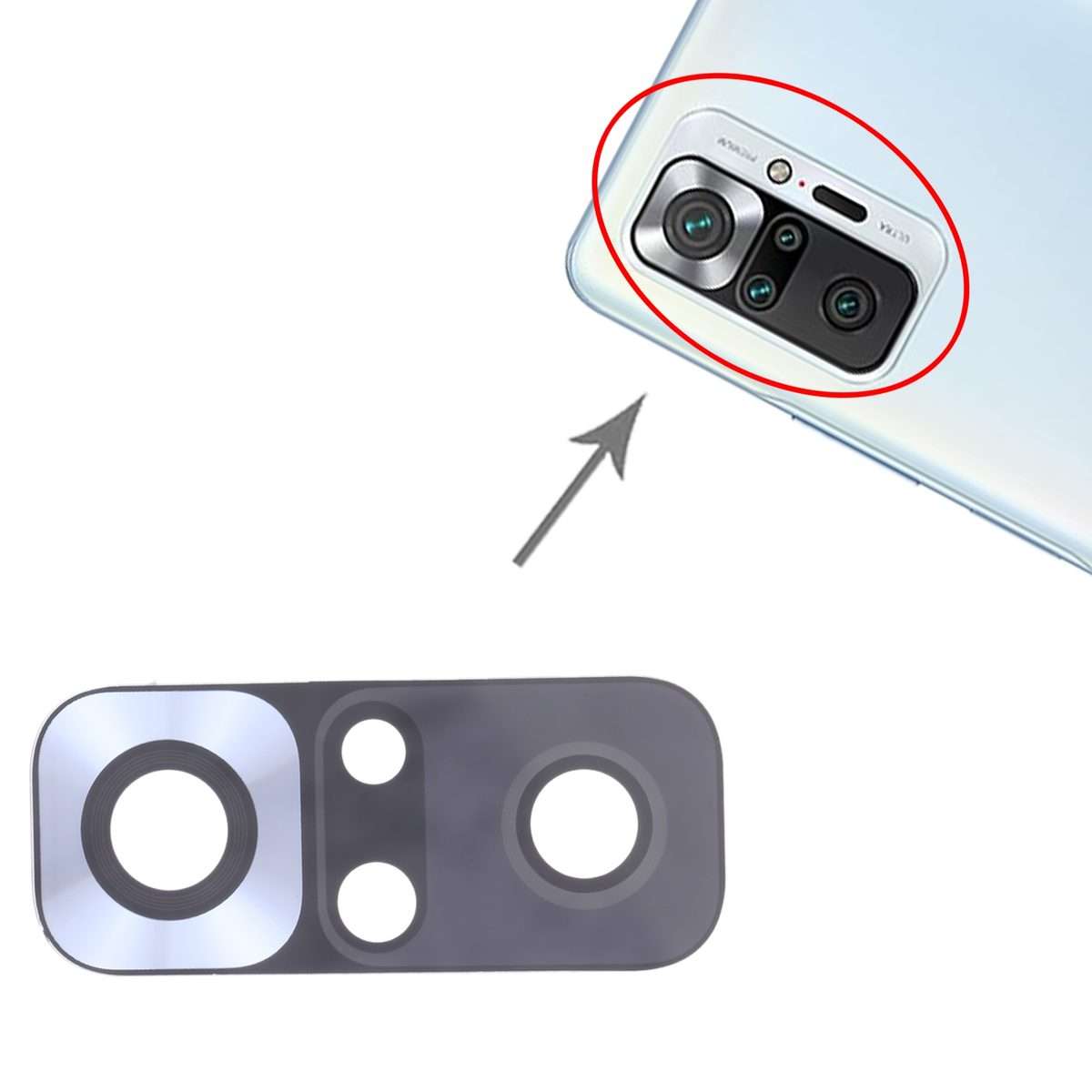 10 PCS Back Camera Lens for Xiaomi Redmi Note 10 Pro (India) / Redmi Note 10 Pro Max / Redmi Note
